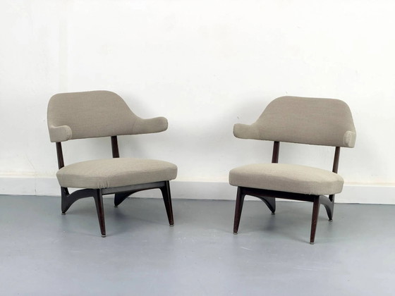 Poltrone lounge con nuovo tessuto, anni '50, Set di 2 – Legno, Mid Century Modern (photo 13 of 23)