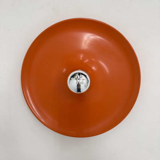 Image 1 of Lampada a disco Honsel Orange Space Age di Mid-Century Design, anni '70 attribuita a Charlotte Perriand per Les Arcs