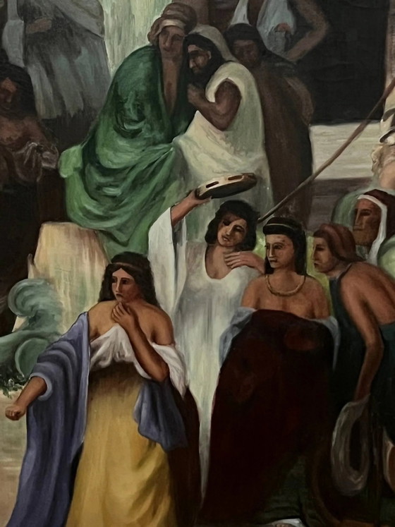 A. De Cramer. Groot schilderij. "Bijbelse scène" – Schilderijen & Tekeningen, Canvas (photo 7 of 8)