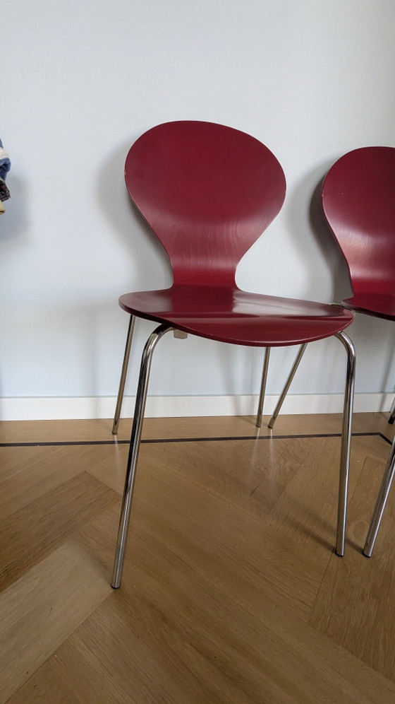 Image 1 of Danerka Vintage Eetkamerstoelen – Set van 2 – Rood – Gemaakt in Denemarken