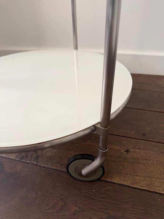 Vintage white 80s trolley Ehlen Johansson for IKEA, ehlen johansson voor Ikea, Side tables, Metal, Glass (photo 5 of 7)