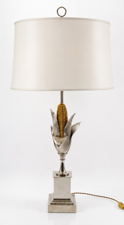 Corn Cob Lamp Base by Maison Charles in Silvered and Gilded Bronze, France, 1970 – tafellampen