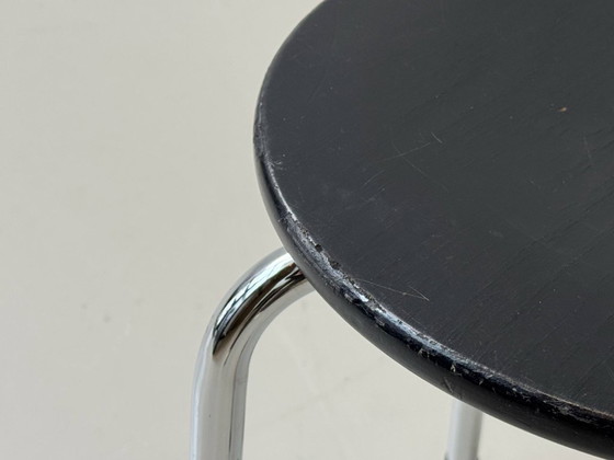 Image 1 of Tabouret à structure chromée et assise en bois, par Zingg-Lamprecht, années 1970