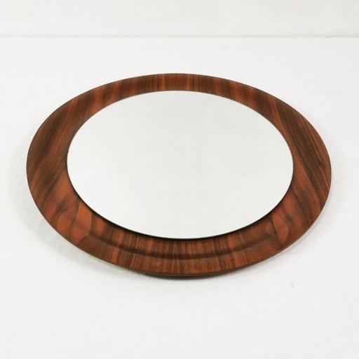 Specchio da parete rotondo in teak, stile metà secolo, Danimarca, anni '60