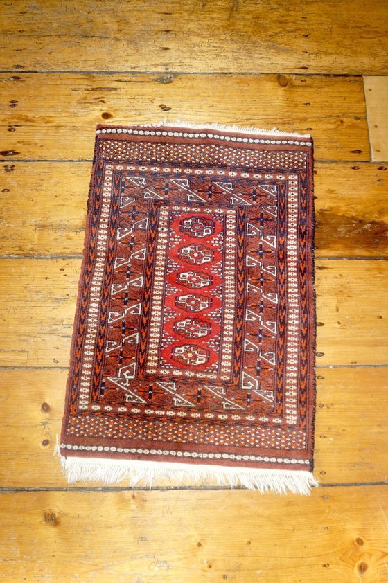 Image 1 of vintage tribal wool rug * afghan baluchi style carpet * geometric nomadic rug * small area rug boho decor