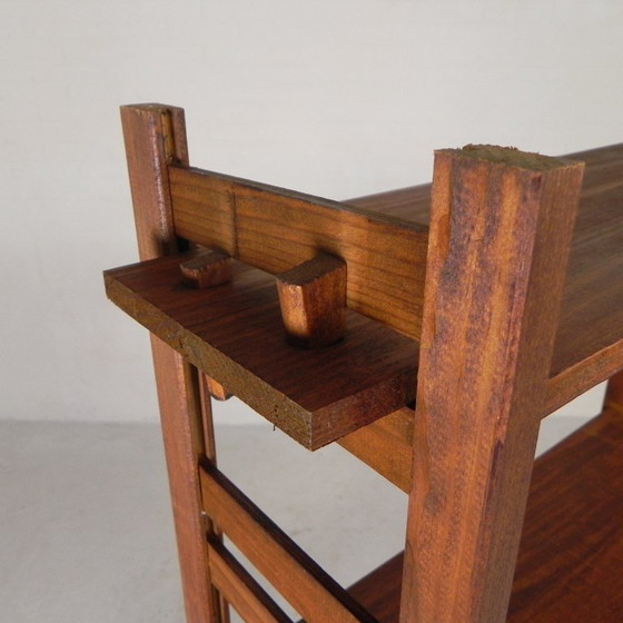 Dismountable wooden bookshelf, etagere, 1960s, Shelving unit, Brown, Vintage (photo 13 of 15)
