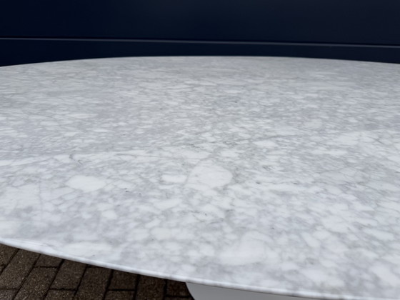 Image 1 of Original oval Knoll Tulip dining table (244cm) Carrara marble