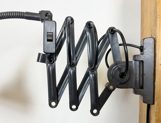 Image 1 of Dark Grey Industrial Scissor Wall Lamp from Elektroinstala, 1960s