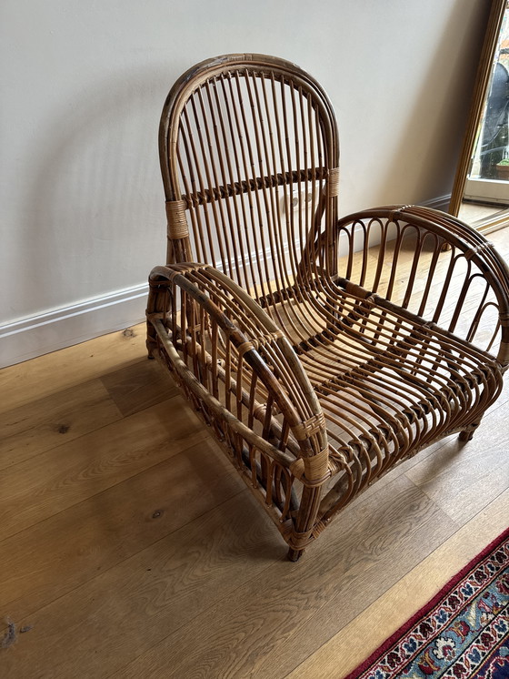 Image 1 of rotan comfortabele fauteuil, vintage retro, Rohé Noordwo