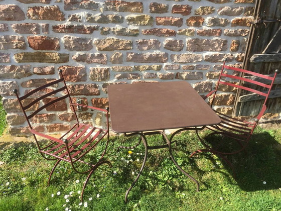 Smeedijzeren tuinmeubelset – Tuinmeubelen, Vintage (photo 9 of 9)