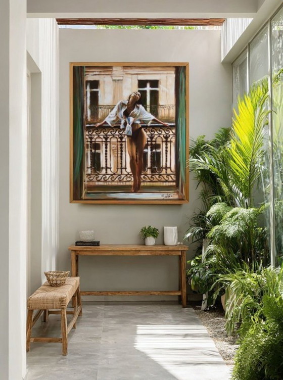 Image 1 of Artwork by Ewa Switala "The Morning Balcony" - Acrylic painting