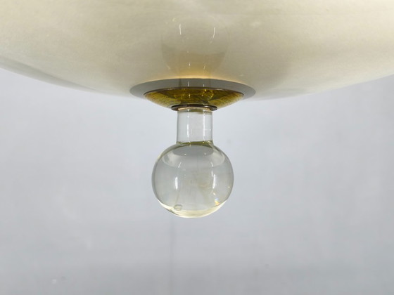 Image 1 of Art Deco kroonluchter van glas en messing, Tsjechoslowakije, jaren 1940