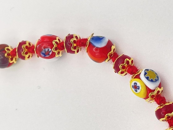 Image 1 of collana vetro di murano rosso con murrine - 45 cm