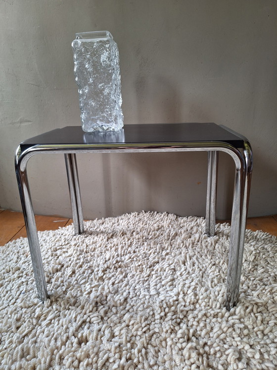 Image 1 of Midcentury side table black, tubular steel frame