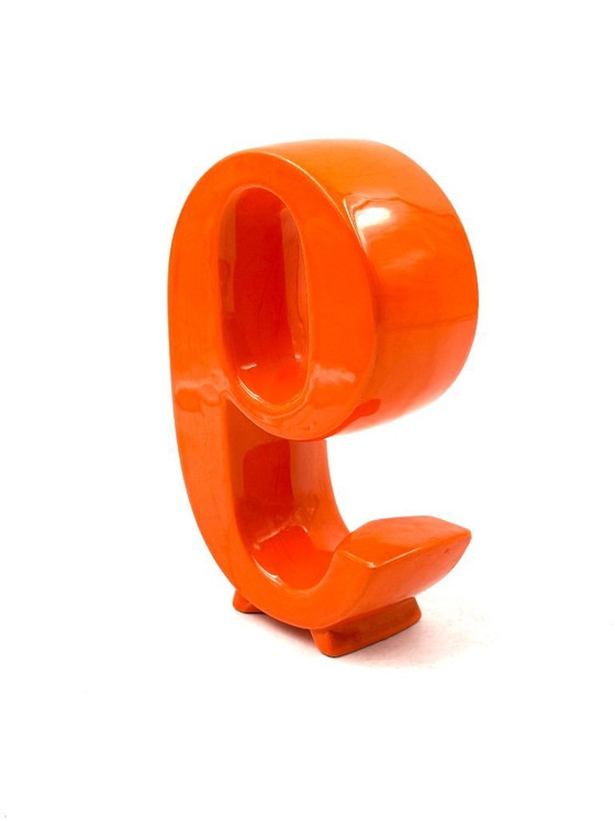 Image 1 of Vaso solifleur in ceramica a forma di numero 9 dell'era spaziale, Marcel Radureau 1970 ca.