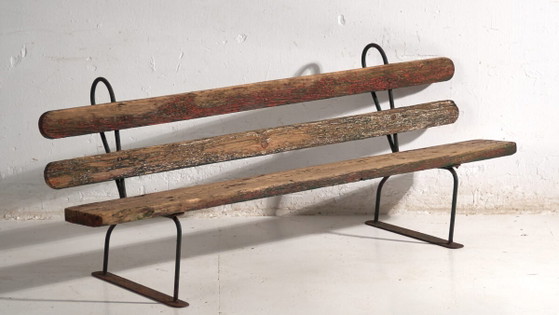 Panca antica in ferro e legno di pino – Europa Centrale, circa 1920 – Panche, Iron, Rustic (photo 3 of 40)