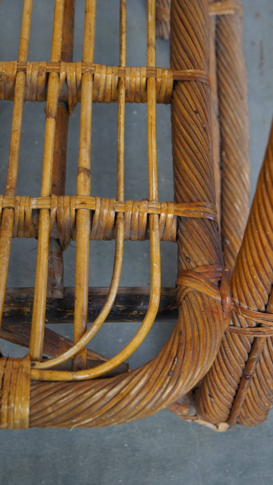 Image 1 of French rattan vintage design armchair from the 1950s
