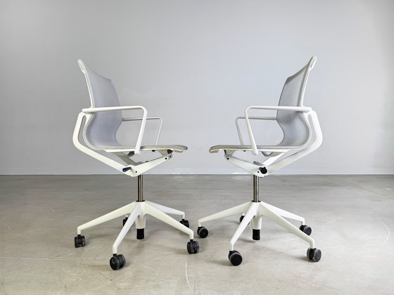 Image 1 of 2er Set Vitra Bürostühle Physix Trioknit grau grey Bürostuhl weiß