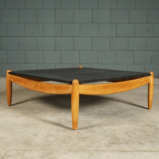 Vintage Oak Coffee Table – Carl Straub – 1960s – Wood, Ceramic (photo 4 of 8)