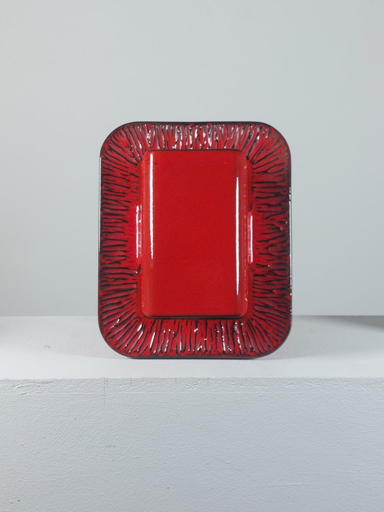 Image 1 of Vintage keramische wandlamp met twee lichtpunten, rood, uit het midden van de vorige eeuw, jaren 70.