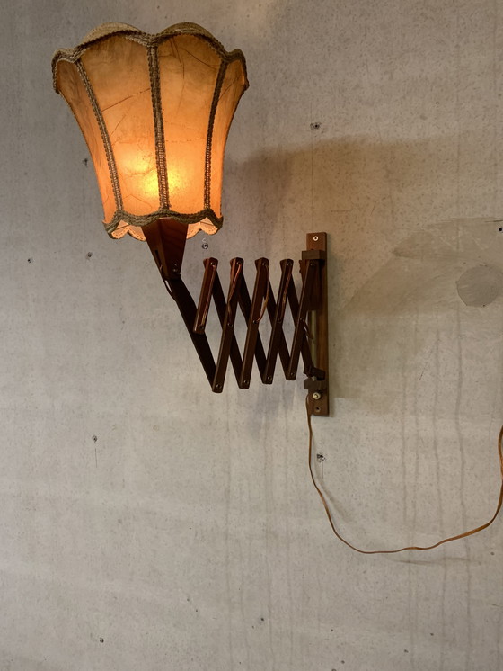 Image 1 of Schaarlamp/ harmonica lamp met varkensleren kap