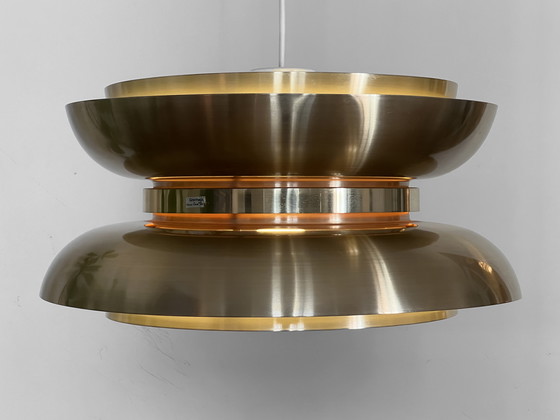 Image 1 of Golden Pendant Light by Carl Thore for Granhaga Metall, Sweden 1970s