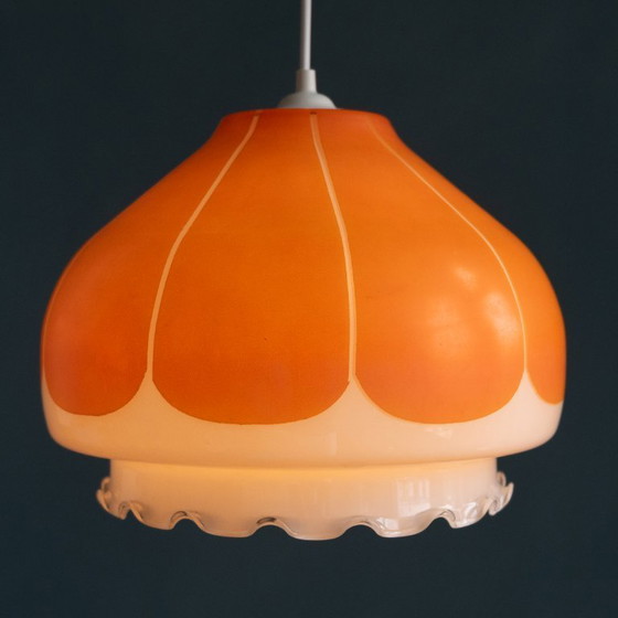Image 1 of Lámpara colgante retro de cristal naranja