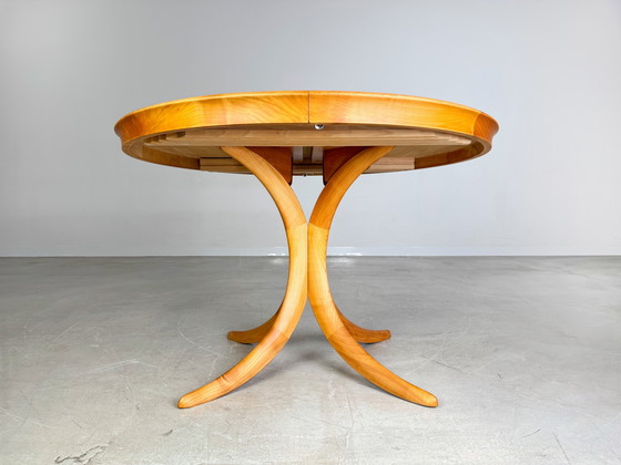 Image 1 of Original midcentury dining table extendable cherry wood 1960s vintage