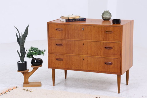 Wonderful teak Mid - Century chest of drawers | vintage drawer cabinet wood storage 60s #07-51