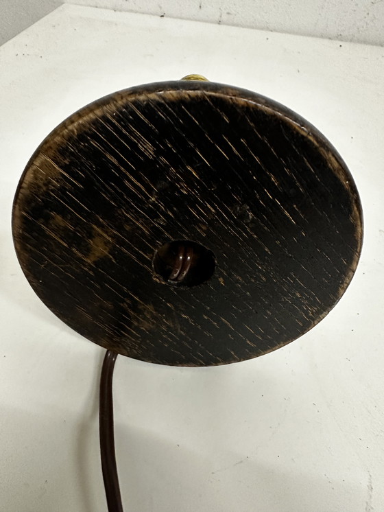 Image 1 of Vintage gesneden houten lampstandaard toegeschreven aan Charles Dudouyt H 20 cm