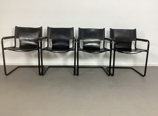 4 chaises en cuir harnais Bauhaus Mart Stam Linea Veam