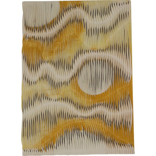 Tableau vintage avec effet de vague et de relief par plissage dans les tons de jaune