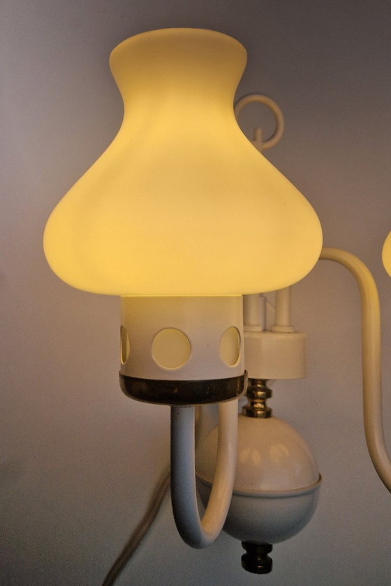 Image 1 of Rare Mid-Century Czech Lighting Set – 6-Arm Chandelier + Wall Lamp by Drukov, 1960s