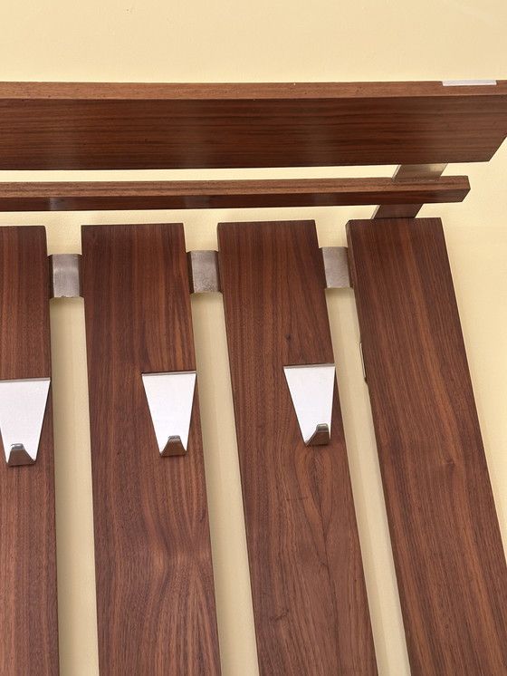 Image 1 of Porte-manteau vintage en teck et chrome