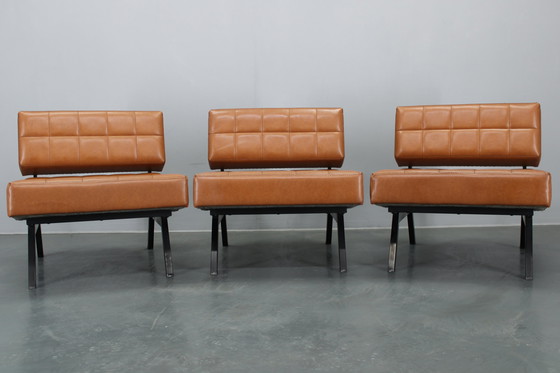 Image 1 of 1970er Brevetti IPE Satz von drei seltenen umwandelbaren Loungesesseln, Italien