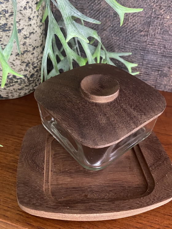 Image 1 of Holmegaard vintage teakhouten botervloot Deens design