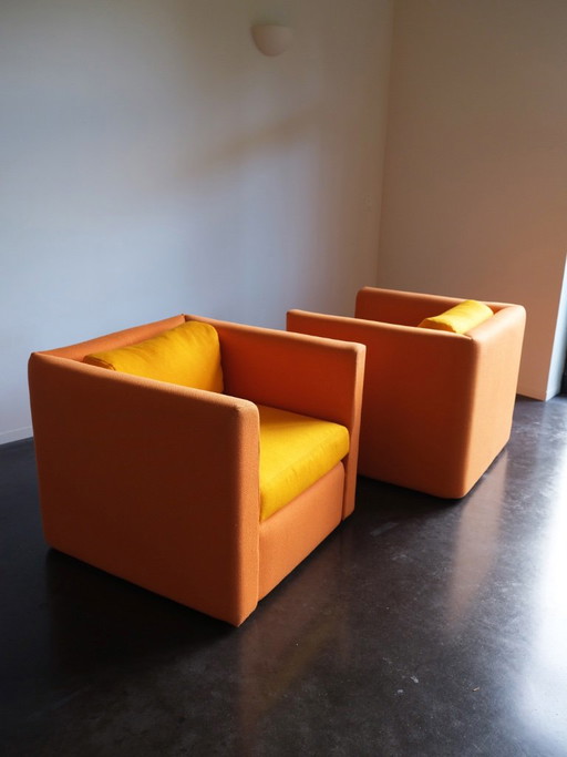 2x HAY Hackney 1-Zits Fauteuil – Oranje/Geel 🧡💛 – Textile