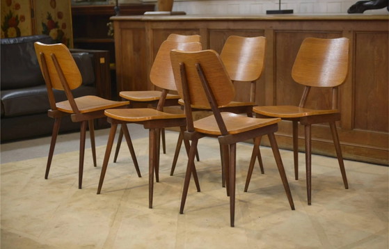 Set di 6 sedie in rovere degli anni '60. – Sedie da pranzo, Legno, Vintage (photo 10 of 13)