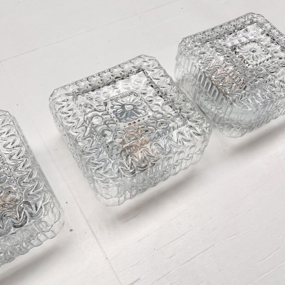 Image 1 of Set of 3 ice glass ceiling lamps, 1970s
