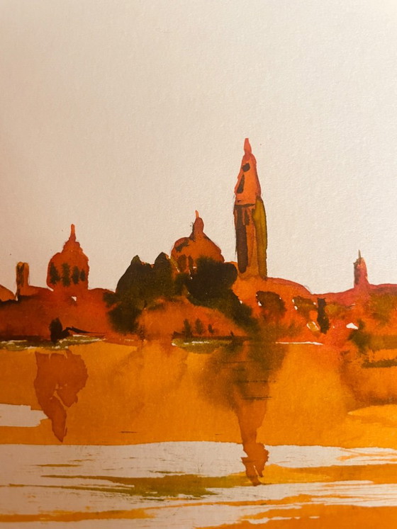 Cuadro Firmado: Paisaje Italiano al Amanecer 'Amanecer sobre Venecia' – Arte, Paper (photo 11 of 11)