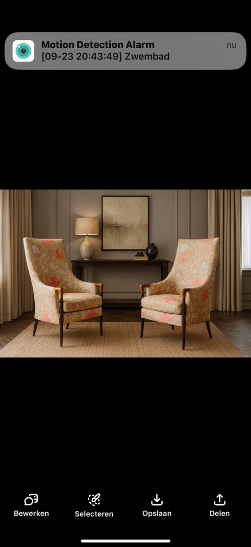 Giorgetti Progetti wingchairs met hokker vintage