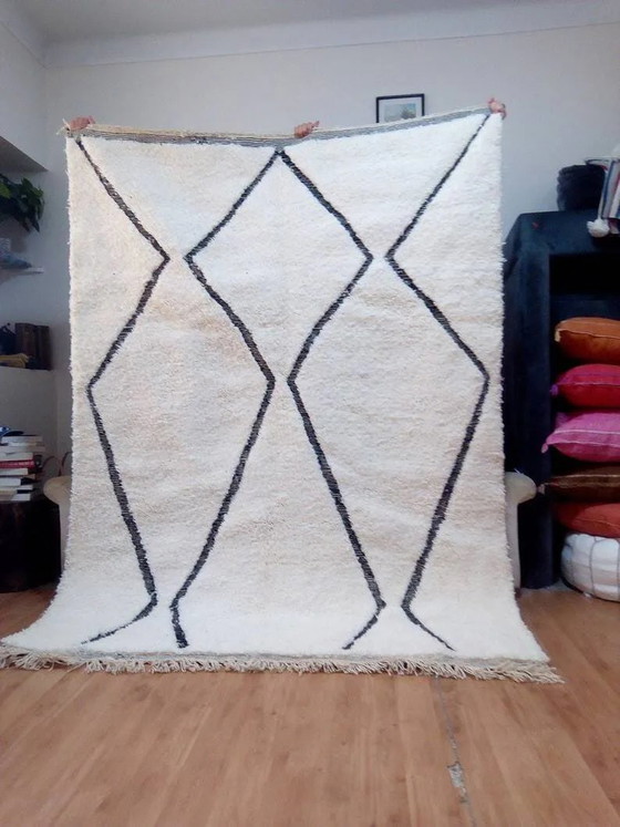 Handwoven Moroccan rug in Beni Ourain style - Long pile - 100% wool - 244 x 179 cm – Rugs & carpets, Cotton (photo 2 of 9)