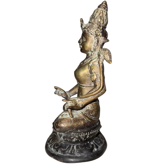 Raro Par Antiguo de Bodhisattvas de Bronce Macizo (Avalokiteshvara) – Estilo Pala-Nepalí – ca. Siglos (photo 8 of 10)