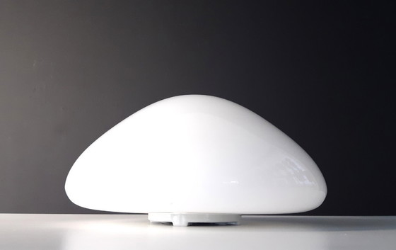 Image 1 of Wilhelm Wagenfeld ceiling lamp, 1 of 3 impressive round glass ceiling lamps by Lindner, Bauhaus lamp; STILL 3 AVAILABLE