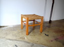 Sgabello antico in legno Flechthocker ottomano vintage