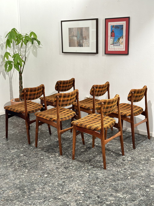 6 Chaises de salle à manger danoises en teck vintage