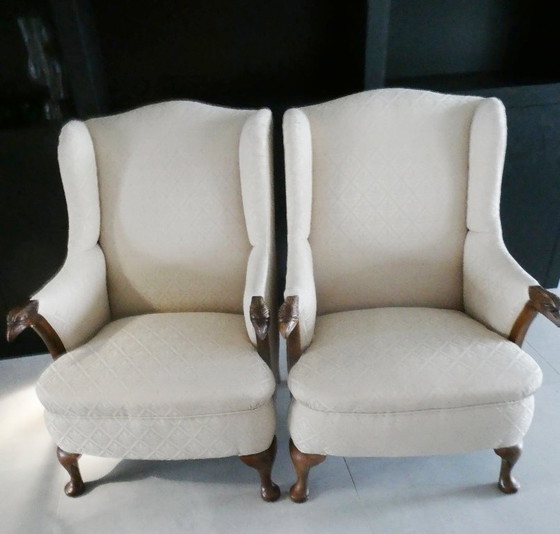 Image 1 of 2x Vintage, Barok Stoel in Topconditie, Met Schitterende en Unieke Details in Ontwerp en Bekleding