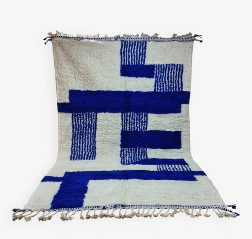 Tapis berbère 300x200 cm - Motifs modernes bleus