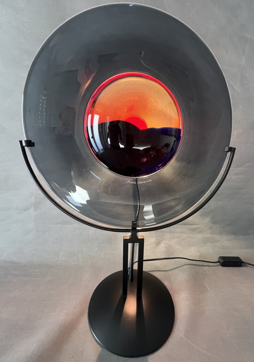 Murano Sunset Lamp, Disc Created and Signed by Elio Raffaeli and Robert Cammozzo