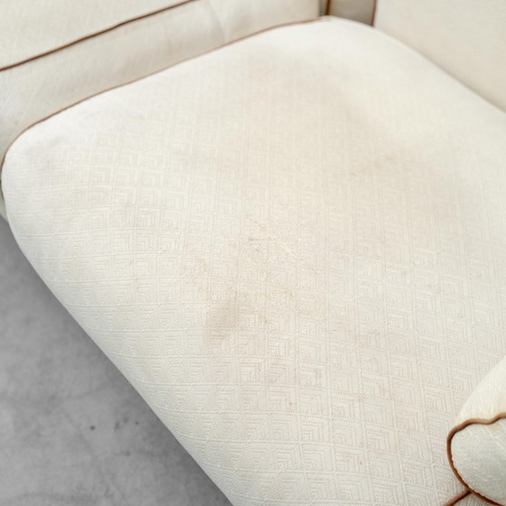 Divano vintage a 2 posti in tessuto beige e marrone, moderno anni '70 – Sofà (photo 10 of 11)